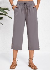 Dark Grey Pocket Elastic Waist High Waisted Pants | thumb picture 