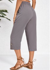 Dark Grey Pocket Elastic Waist High Waisted Pants | thumb picture 