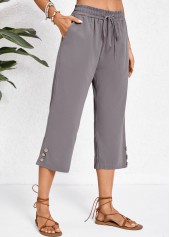 Dark Grey Pocket Elastic Waist High Waisted Pants | thumb picture 