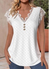 White Lace V Neck Tank Top