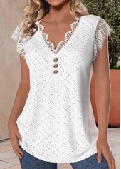 White Lace V Neck Tank Top | thumb picture 