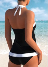 Bandeau Patchwork Tie Black Tankini Set | thumb picture 