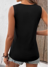 Black Button Geometric Print Sleeveless V Neck Tank Top | thumb picture 