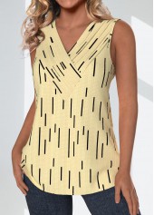 Light Yellow Surplice Geometric Print Sleeveless Tank Top | thumb picture 