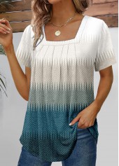 Peacock Blue Breathable Ombre Short Sleeve T Shirt