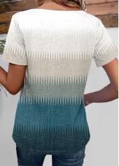 Peacock Blue Breathable Ombre Short Sleeve T Shirt