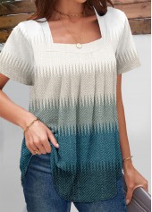 Peacock Blue Breathable Ombre Short Sleeve T Shirt