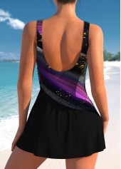 Surplice Striped Black One Piece Swimdress | thumb picture 