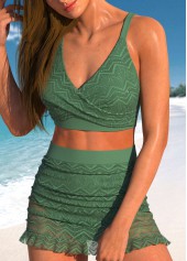 V Neck Lace Sage Green Bikini Set | thumb picture 