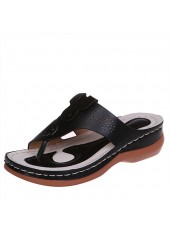 Black Toe Post Low Heel Flip Flops | thumb picture 