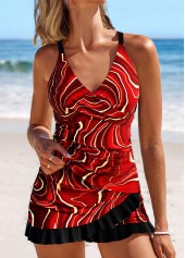 Surplice Ombre Deep Red Tankini Set