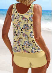 Patchwork Tribal Print Light Yellow Tankini Set | thumb picture 