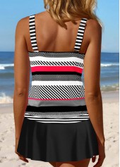 V Neck Split Striped Black Tankini Set | thumb picture 