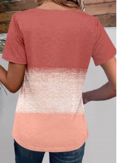 Dusty Pink Ruched Short Sleeve Square Neck T Shirt | thumb picture 