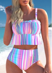 Smocked Striped Multi Color Bikini Set | thumb picture 