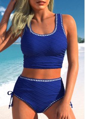 Scoop Neck Drawstring Royal Blue Bikini Set