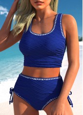 Scoop Neck Drawstring Royal Blue Bikini Set | thumb picture 