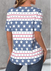 Dusty Blue Cut Out Star Print T Shirt | thumb picture 