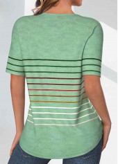 Light Green Tuck Stitch Striped Short Sleeve T Shirt | thumb picture 