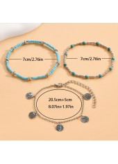 Turquoise Baded Design Iron Anklet Set | thumb picture 