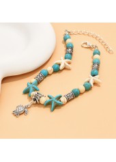 Turquoise Turtle Design Baded Alloy Bracelet | thumb picture 