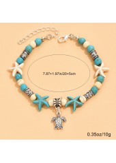 Turquoise Turtle Design Baded Alloy Bracelet | thumb picture 