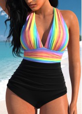 Tie Rainbow Print One Piece Swimwear