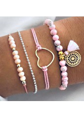 Pink Color Round Alloy Detail Bracelets