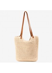 Beige Cotton Zip Closure Shoulder Bag