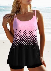 Plus Size Patchwork Pink Ombre Tankini Set