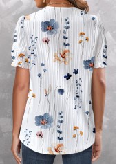 White Lace Plus Size Floral Print Short Sleeve Blouse | thumb picture 
