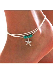 Mint Green Polyresin Layered Starfish Anklet