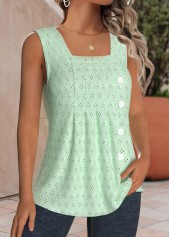 Light Green Jacquard Sleeveless Square Neck Tank Top | thumb picture 