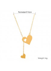 Gold Heart Drop Alloy Chain Necklace | thumb picture 