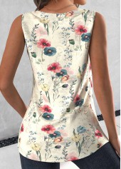 Multi Color Tuck Stitch Random Floral Print Tank Top | thumb picture 