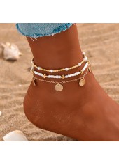 Gold Seashell Detail Round Anklet Set