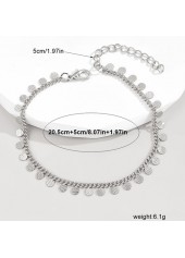 Silvery White Geometric Round Alloy Anklet | thumb picture 