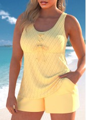 Lace Up Pocket Light Yellow Tankini Set | thumb picture 