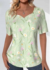 Plus Size Light Green Textured Fabric T Shirt