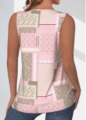 Light Pink Tuck Stitch Patchwork Sleeveless Tank Top | thumb picture 