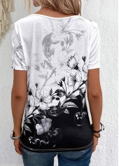 Plus Size Black Lightweight Floral Print T Shirt | thumb picture 