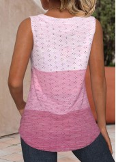 Pink Button Striped Sleeveless Square Neck Tank Top | thumb picture 
