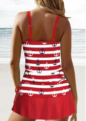 Circular Ring Striped Red Tankini Set | thumb picture 