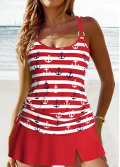 Circular Ring Striped Red Tankini Set | thumb picture 