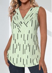 Light Green Surplice Geometric Print Sleeveless Tank Top | thumb picture 