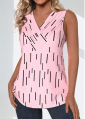 Light Pink Surplice Geometric Print Sleeveless Tank Top | thumb picture 