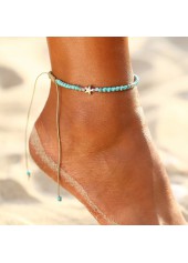 Mint Green Beaded Star Alloy Anklet