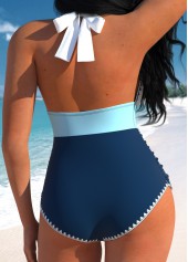 Patchwork Tie Navy One Piece Swimwear | thumb picture 