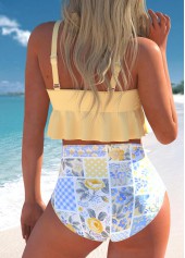 Smocked Floral Print Light Yellow Bikini Set | thumb picture 