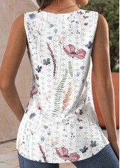 White Hole Floral Print Sleeveless Square Neck Tank Top | thumb picture 
